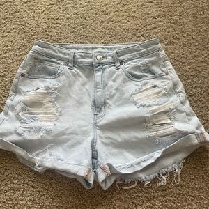 American Eagle Outfitters Blue Jean Shorts High-Waisted Distressed